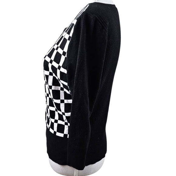 White House Black Market Checked Zippered Cardigan Sweater in Medium - Picture 3 of 8